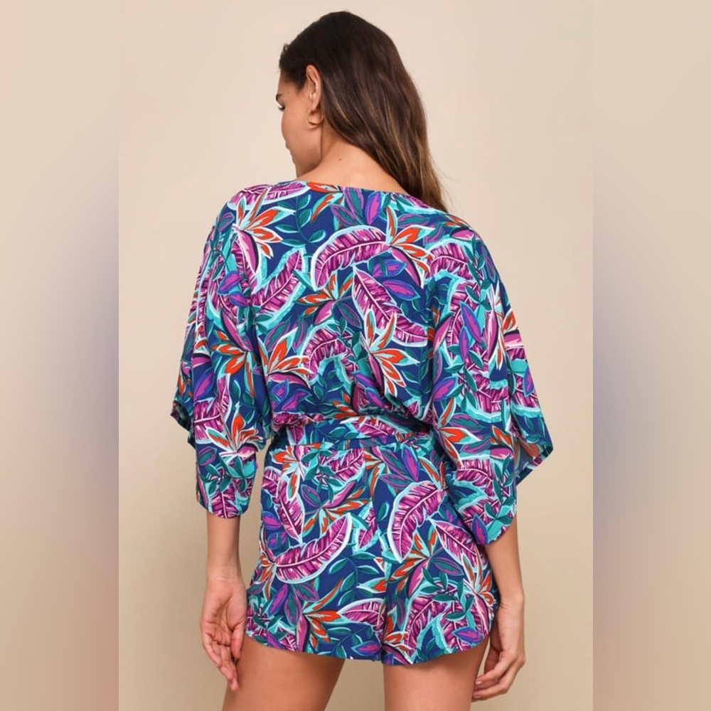 NWOT*Lulus Hypnotized Purple Print Romper L - Picture 7 of 12